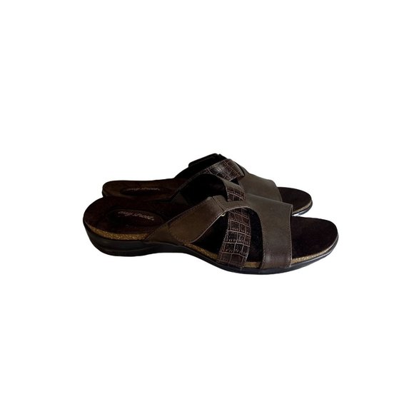 easy street Shoes - Easy Street Women's Brown Frenzy Slide Sandals Shoes Size 11 M